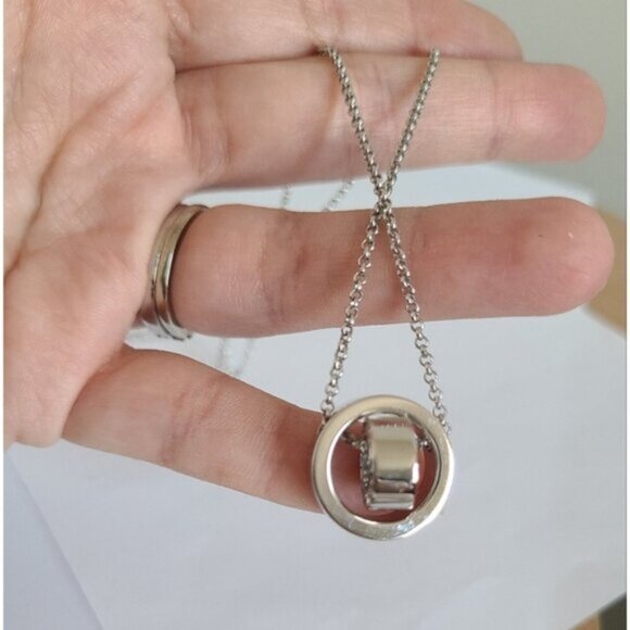 Swarovski Pave Hollow Crystal Circle 18 Inch Pendant Necklace - Picture 13 of 14